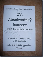 Absolventský koncert 22. dubna Aula KG 